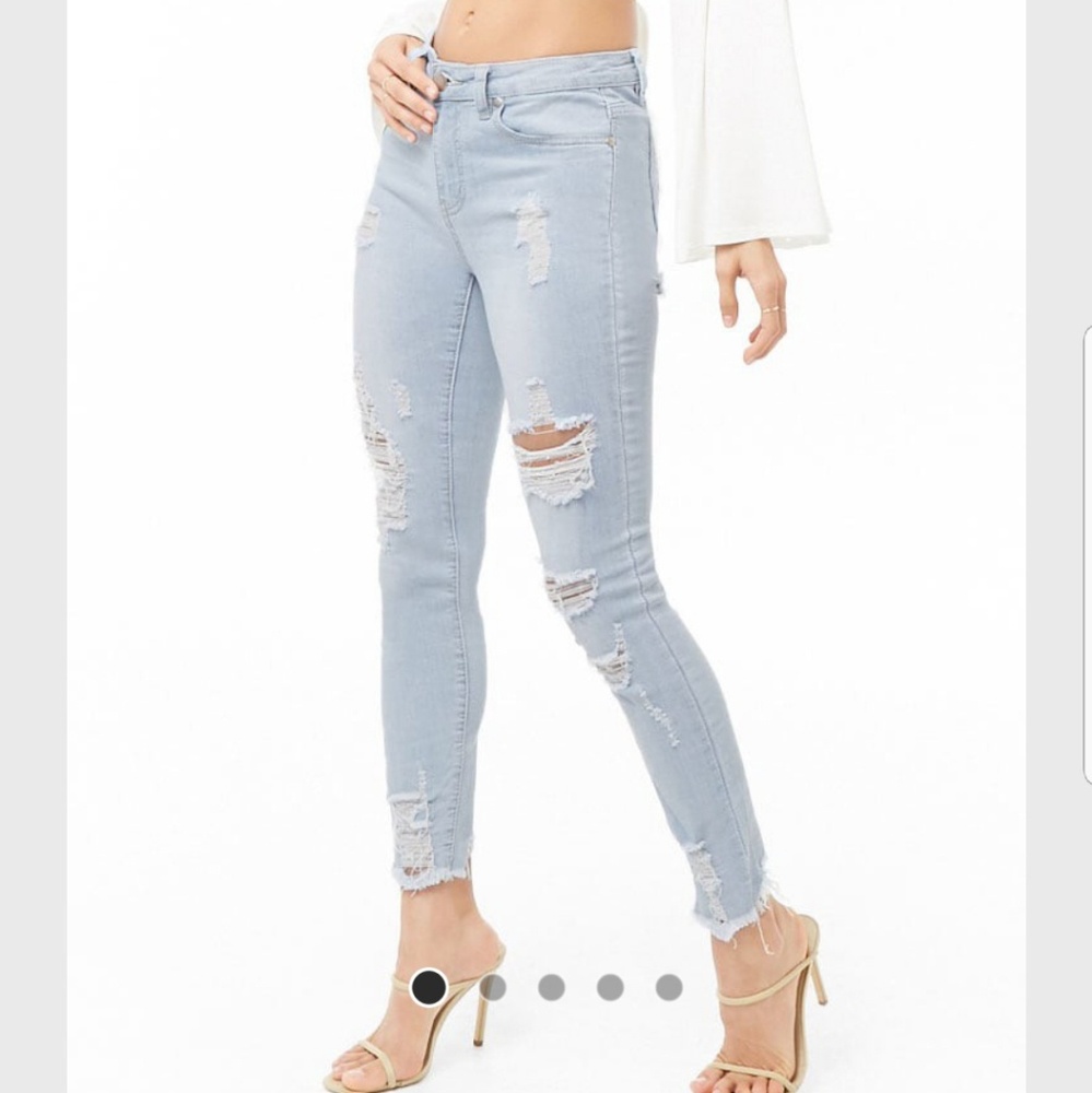 Blue distressed jeans